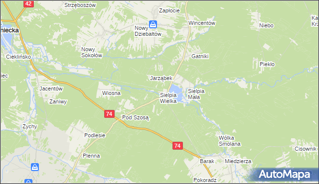 mapa Sielpia Wielka, Sielpia Wielka na mapie Targeo