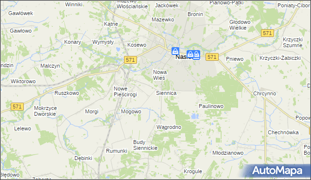 mapa Siennica gmina Nasielsk, Siennica gmina Nasielsk na mapie Targeo