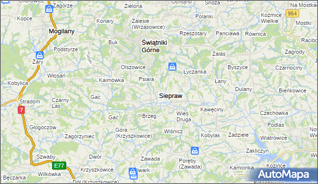 mapa Siepraw, Siepraw na mapie Targeo