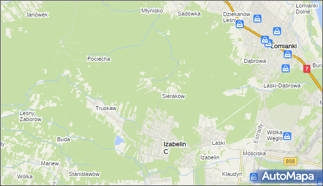 mapa Sieraków gmina Izabelin, Sieraków gmina Izabelin na mapie Targeo