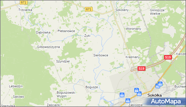 mapa Sierbowce, Sierbowce na mapie Targeo