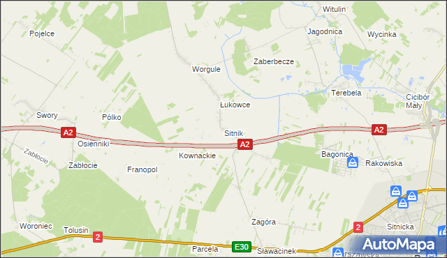 mapa Sitnik gmina Biała Podlaska, Sitnik gmina Biała Podlaska na mapie Targeo