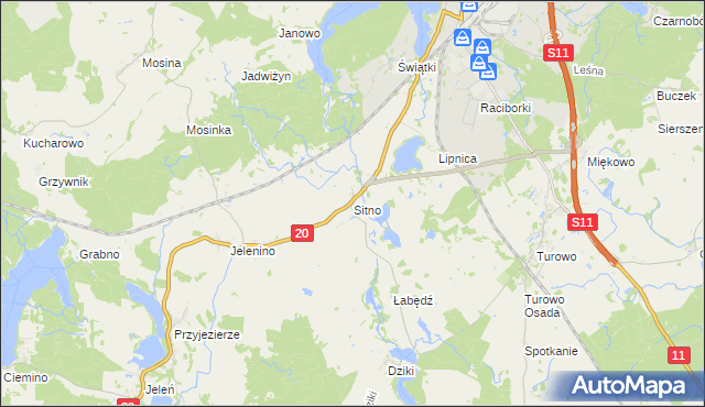 mapa Sitno gmina Szczecinek, Sitno gmina Szczecinek na mapie Targeo