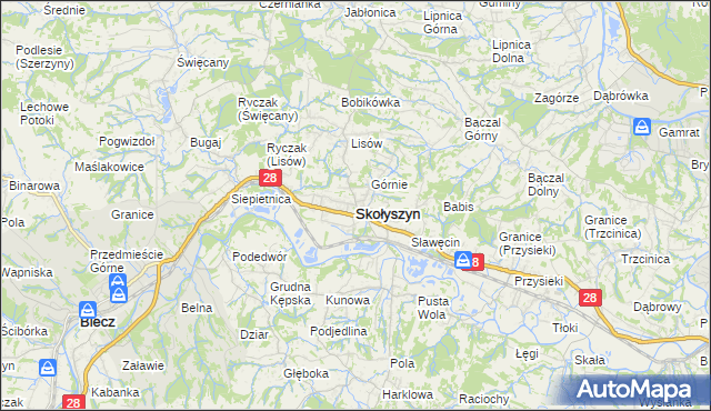 mapa Skołyszyn, Skołyszyn na mapie Targeo