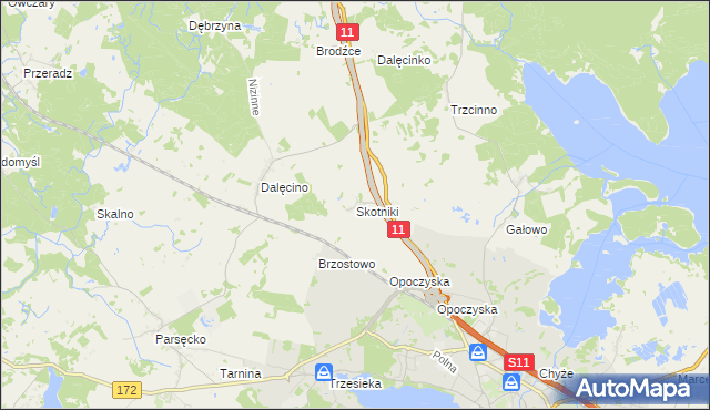 mapa Skotniki gmina Szczecinek, Skotniki gmina Szczecinek na mapie Targeo