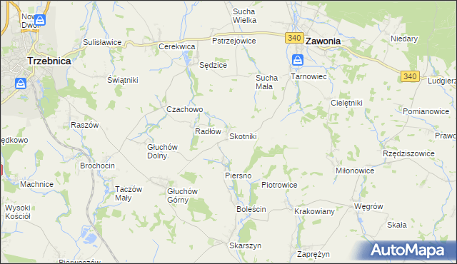 mapa Skotniki gmina Zawonia, Skotniki gmina Zawonia na mapie Targeo