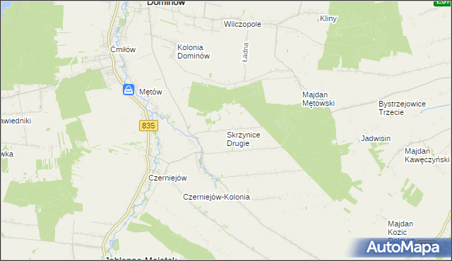 mapa Skrzynice Drugie, Skrzynice Drugie na mapie Targeo