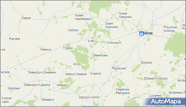 mapa Sławkowo gmina Szreńsk, Sławkowo gmina Szreńsk na mapie Targeo