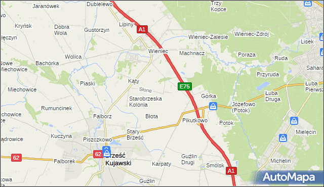 mapa Słone gmina Brześć Kujawski, Słone gmina Brześć Kujawski na mapie Targeo