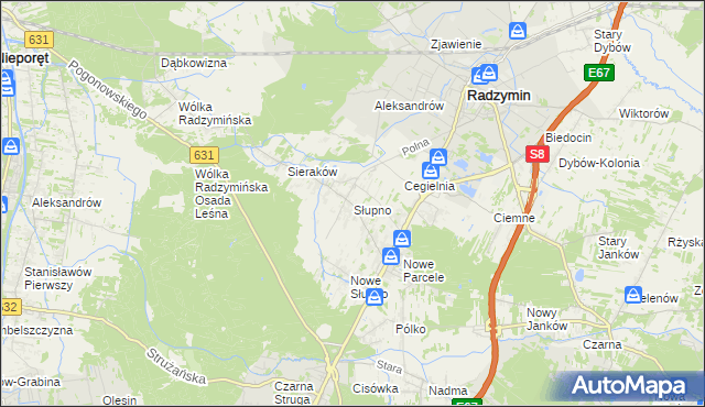 mapa Słupno gmina Radzymin, Słupno gmina Radzymin na mapie Targeo