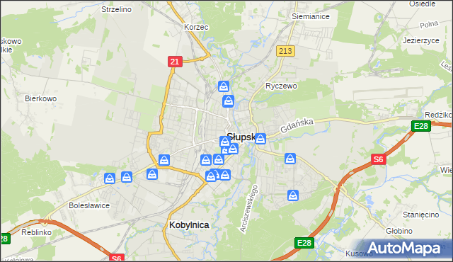 mapa Słupska, Słupsk na mapie Targeo