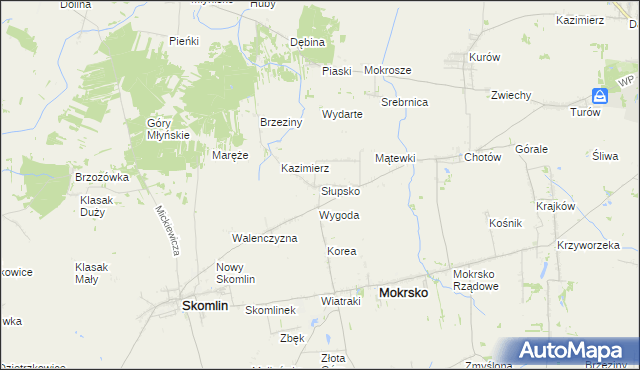 mapa Słupsko gmina Mokrsko, Słupsko gmina Mokrsko na mapie Targeo