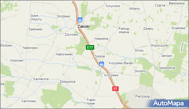 mapa Sobole gmina Załuski, Sobole gmina Załuski na mapie Targeo