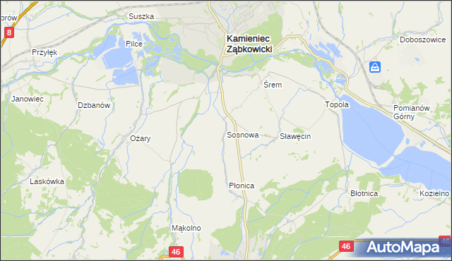 mapa Sosnowa, Sosnowa na mapie Targeo