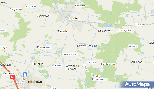 mapa Sowiny-Cegielnia, Sowiny-Cegielnia na mapie Targeo