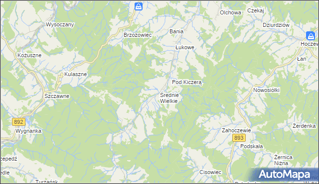 mapa Średnie Wielkie, Średnie Wielkie na mapie Targeo