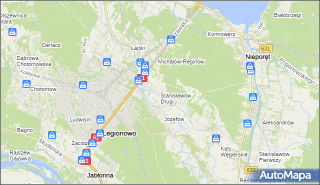 mapa Stanisławów Drugi gmina Nieporęt, Stanisławów Drugi gmina Nieporęt na mapie Targeo