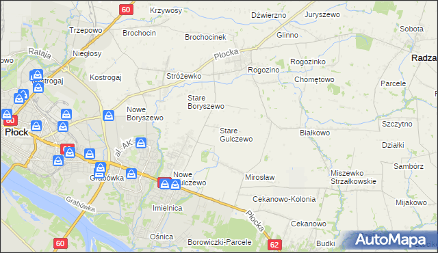 mapa Stare Gulczewo, Stare Gulczewo na mapie Targeo