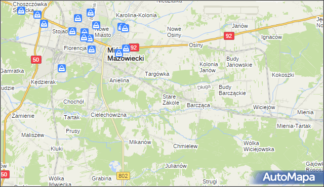 mapa Stare Zakole, Stare Zakole na mapie Targeo