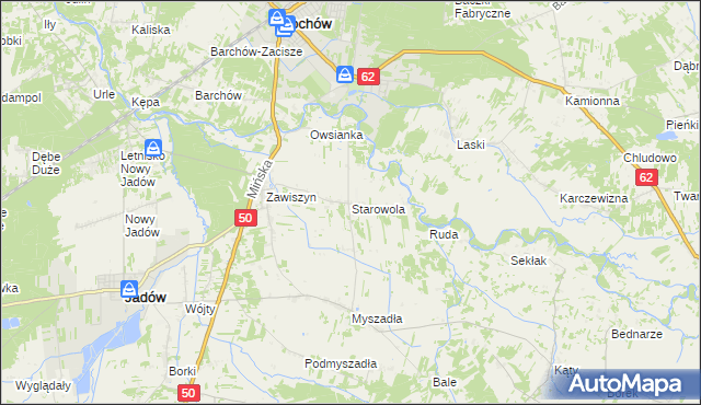 mapa Starowola gmina Jadów, Starowola gmina Jadów na mapie Targeo