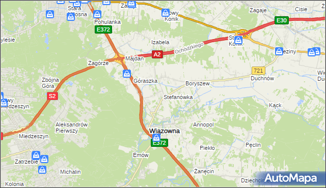 mapa Stefanówka gmina Wiązowna, Stefanówka gmina Wiązowna na mapie Targeo