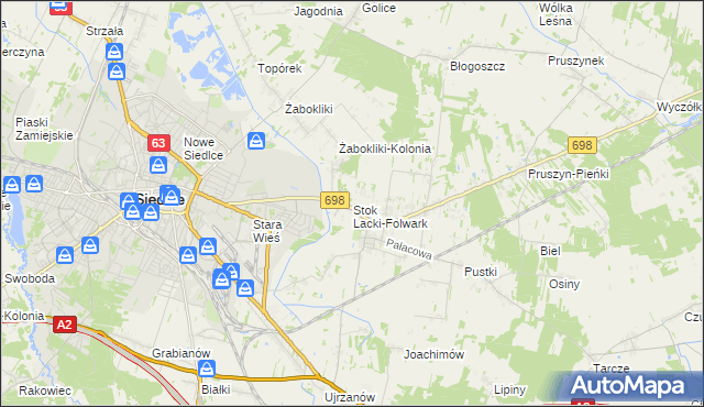 mapa Stok Lacki-Folwark, Stok Lacki-Folwark na mapie Targeo