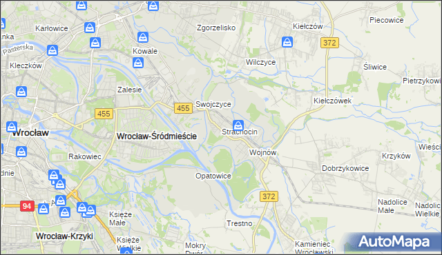 mapa Strachocin gmina Wrocław, Strachocin gmina Wrocław na mapie Targeo