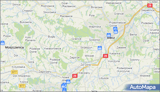 mapa Strzeszyn gmina Biecz, Strzeszyn gmina Biecz na mapie Targeo