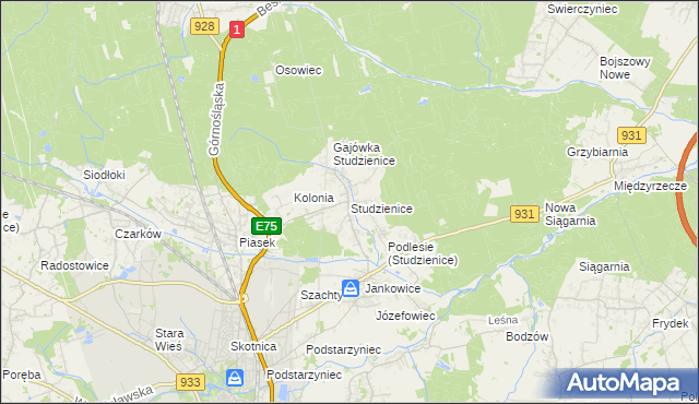 mapa Studzienice gmina Pszczyna, Studzienice gmina Pszczyna na mapie Targeo