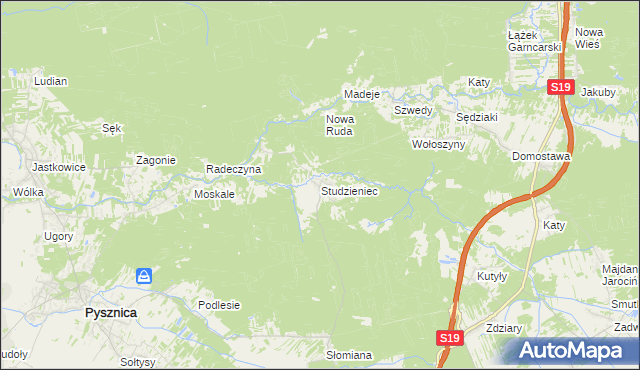 mapa Studzieniec gmina Pysznica, Studzieniec gmina Pysznica na mapie Targeo