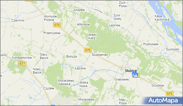 mapa Studzieniec gmina Słubice, Studzieniec gmina Słubice na mapie Targeo