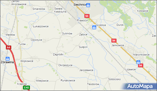 mapa Sulęcin gmina Siechnice, Sulęcin gmina Siechnice na mapie Targeo