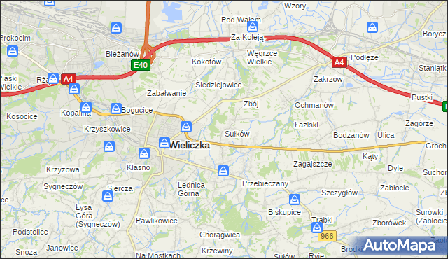 mapa Sułków gmina Wieliczka, Sułków gmina Wieliczka na mapie Targeo