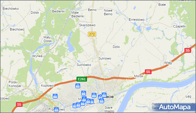 mapa Sulnowo, Sulnowo na mapie Targeo