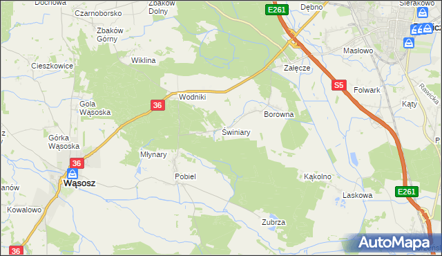 mapa Świniary gmina Wąsosz, Świniary gmina Wąsosz na mapie Targeo