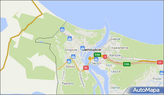 mapa Świnoujście, Świnoujście na mapie Targeo