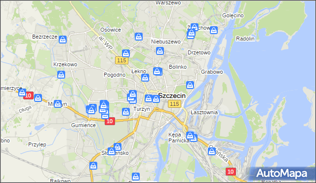 mapa Szczecina, Szczecin na mapie Targeo