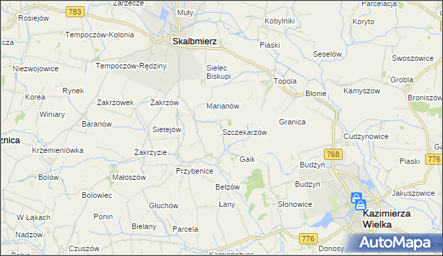 mapa Szczekarzów, Szczekarzów na mapie Targeo