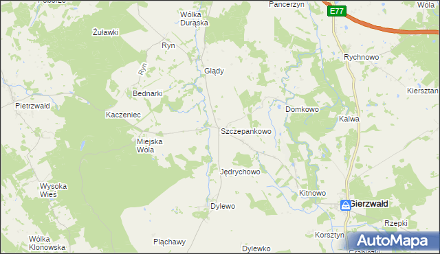 mapa Szczepankowo gmina Grunwald, Szczepankowo gmina Grunwald na mapie Targeo