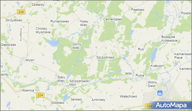 mapa Szczodrowo gmina Skarszewy, Szczodrowo gmina Skarszewy na mapie Targeo