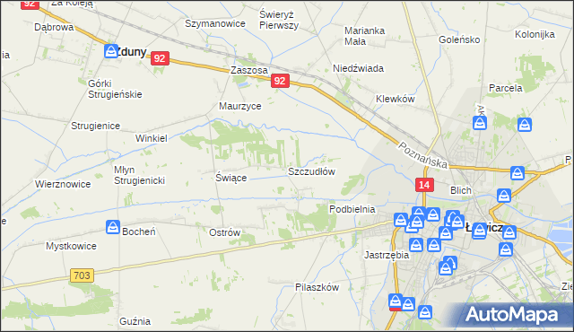mapa Szczudłów, Szczudłów na mapie Targeo