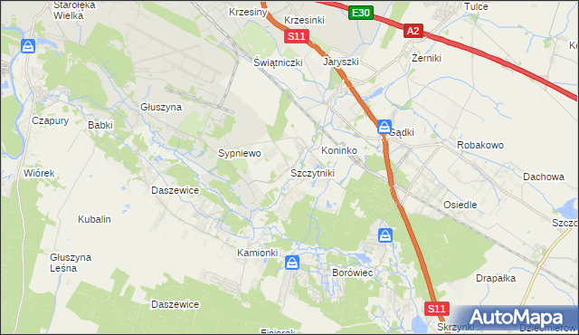 mapa Szczytniki gmina Kórnik, Szczytniki gmina Kórnik na mapie Targeo