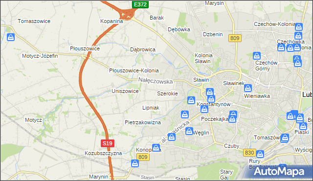 mapa Szerokie gmina Konopnica, Szerokie gmina Konopnica na mapie Targeo