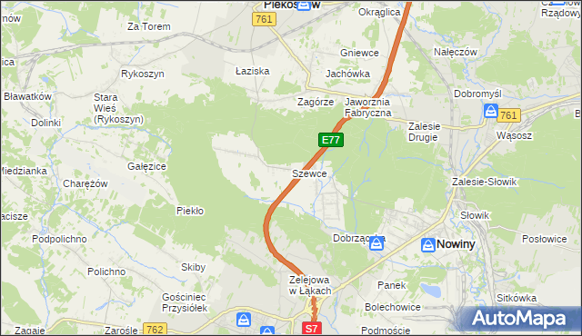 mapa Szewce gmina Sitkówka-Nowiny, Szewce gmina Sitkówka-Nowiny na mapie Targeo
