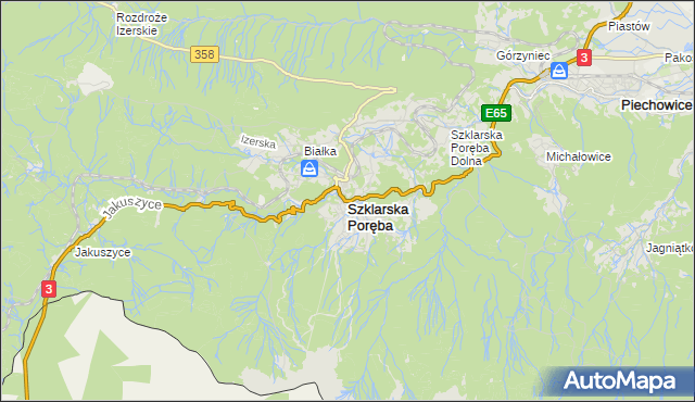 mapa Szklarska Poręba, Szklarska Poręba na mapie Targeo