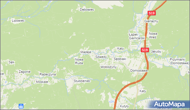 mapa Szwedy gmina Jarocin, Szwedy gmina Jarocin na mapie Targeo