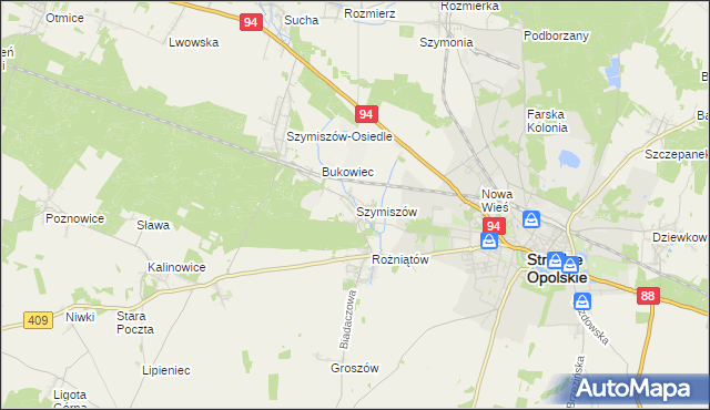 mapa Szymiszów, Szymiszów na mapie Targeo