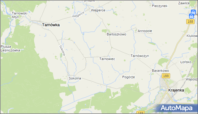 mapa Tarnowiec gmina Tarnówka, Tarnowiec gmina Tarnówka na mapie Targeo