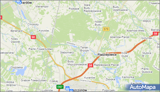 mapa Tartak Brzózki, Tartak Brzózki na mapie Targeo