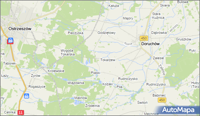 mapa Tokarzew gmina Doruchów, Tokarzew gmina Doruchów na mapie Targeo